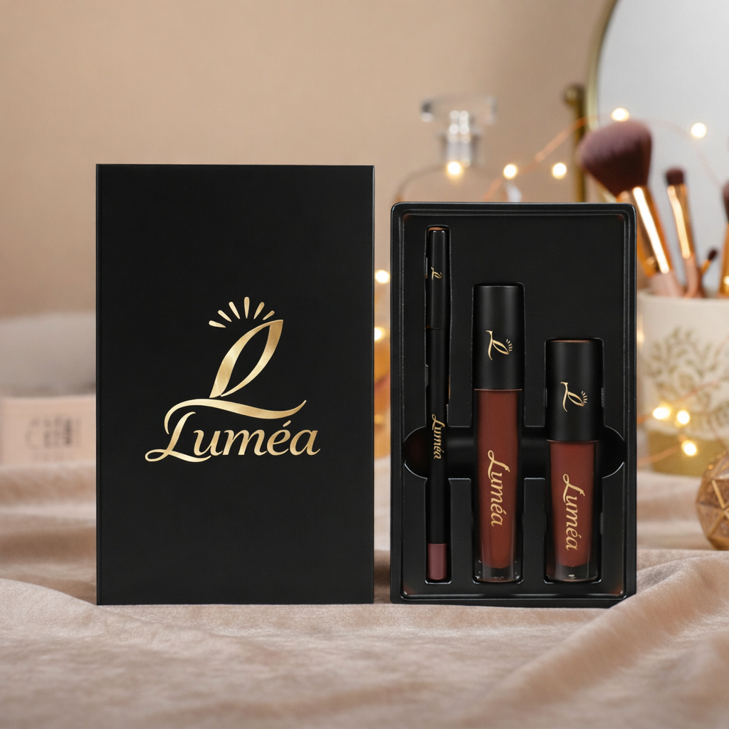 Kit Lèvres 3‑en‑1 – Rouge à Lèvres Mat + Crayon + Gloss