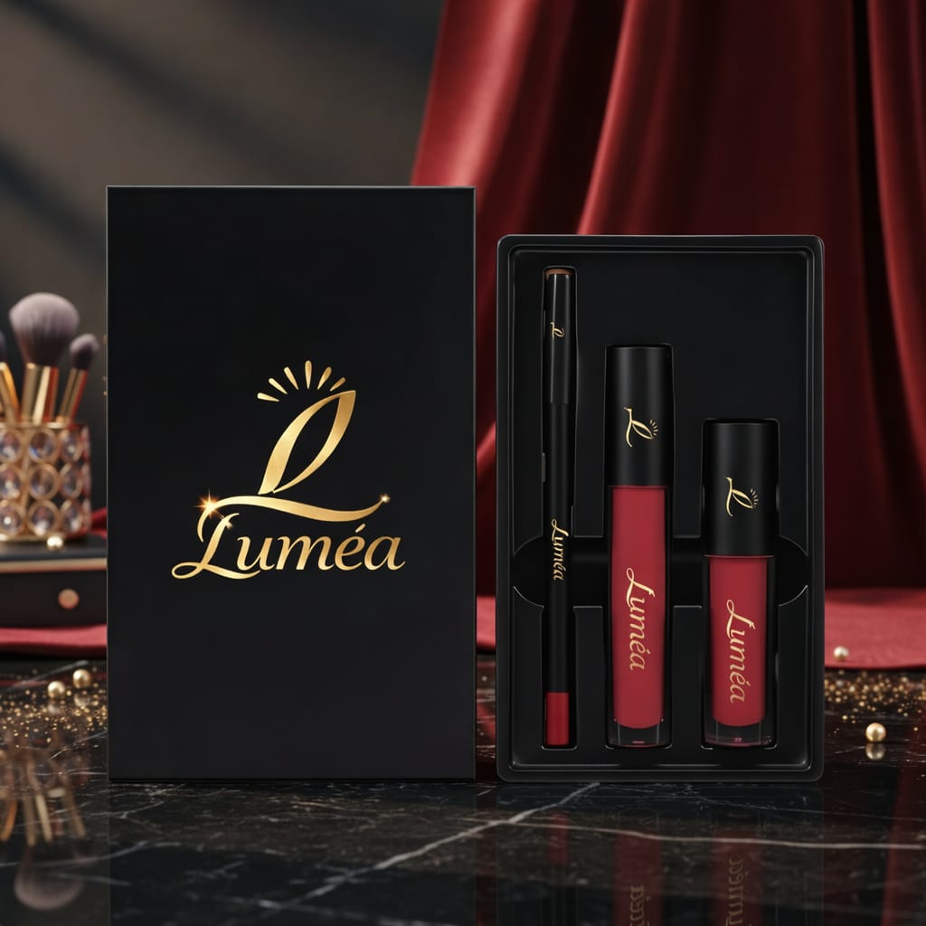 Kit Lèvres 3‑en‑1 – Rouge à Lèvres Mat + Crayon + Gloss