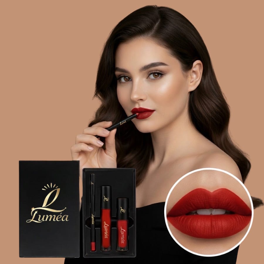 Kit Lèvres 3‑en‑1 – Rouge à Lèvres Mat + Crayon + Gloss