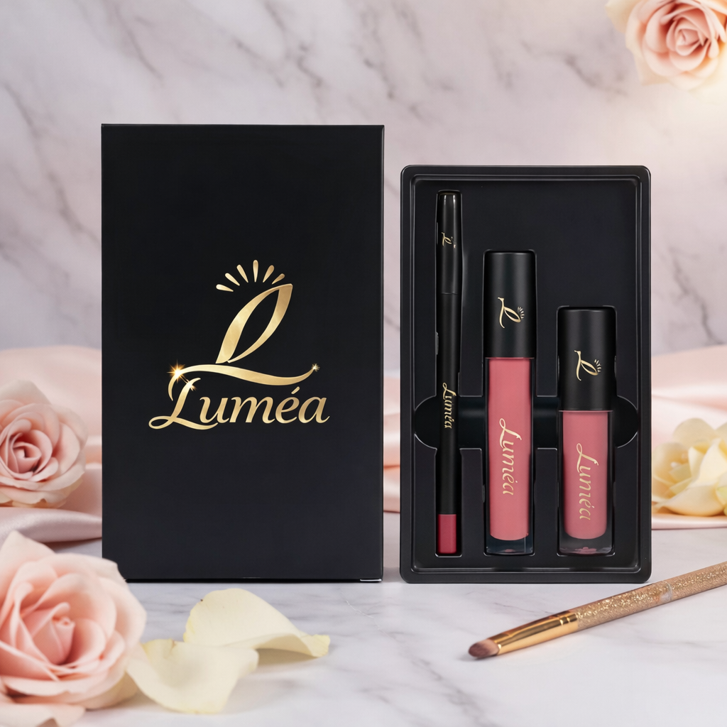 Kit Lèvres 3‑en‑1 – Rouge à Lèvres Mat + Crayon + Gloss